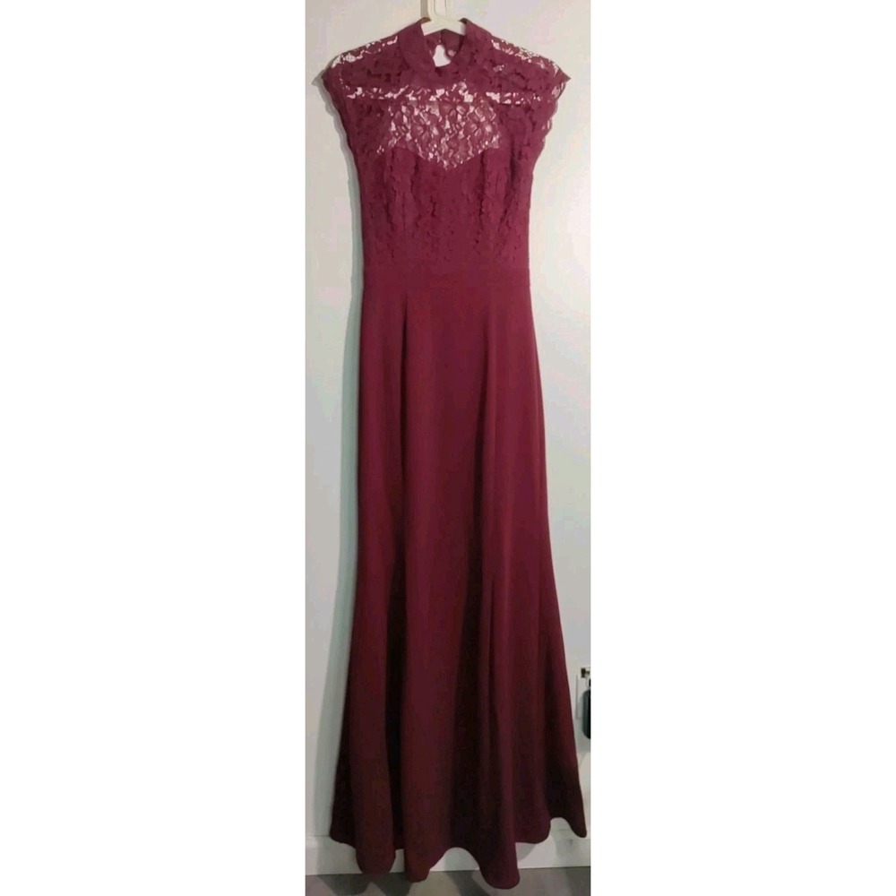 LULUS Women‎ Crazy About U  Backless Burgundy Lace Maxi Dress size XS